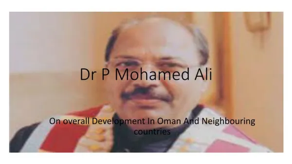 P Momahed Ali's life as a Philanthropist