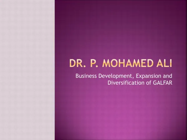 Development made by Dr P Mohamed Ali