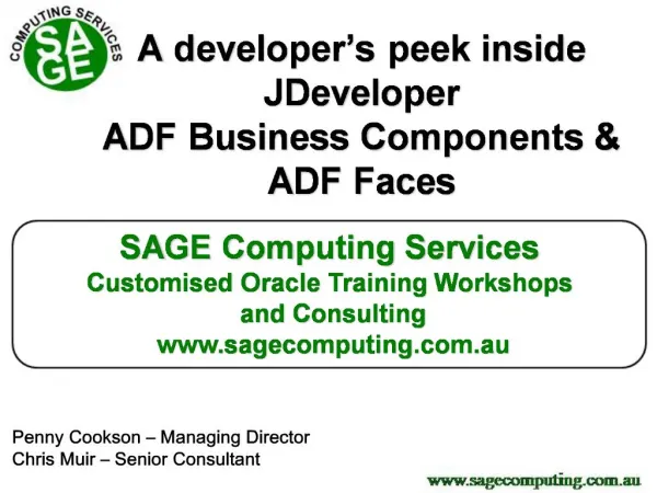 A developer s peek inside JDeveloper ADF Business Components ADF Faces
