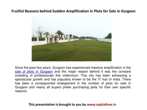 Fruitful Reasons behind Sudden Amplification in Plots for Sale in Gurgaon