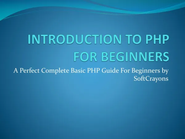 Introduction To PHP For Beginners