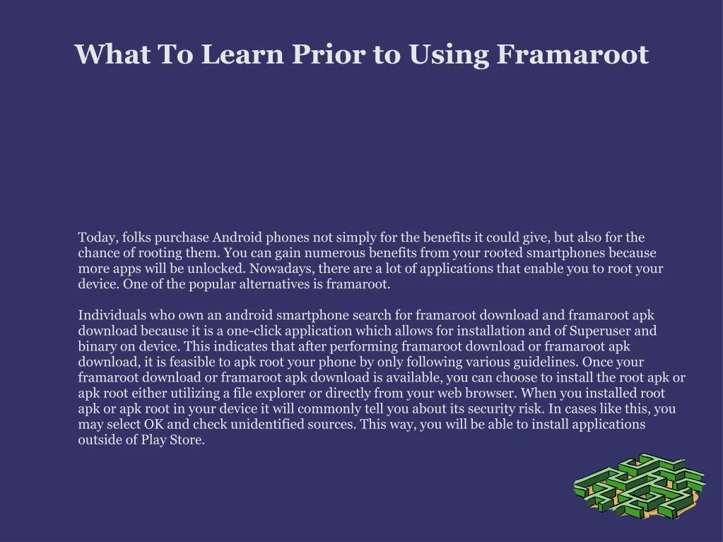 what to learn prior to using framaroot