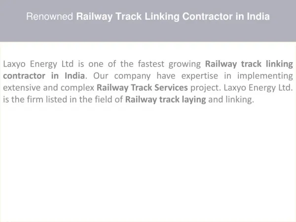 Railway Approved Contractor in India