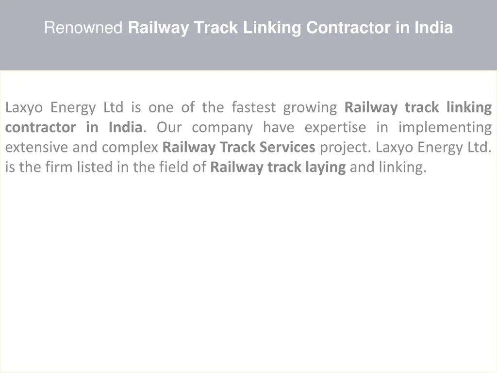renowned railway track linking contractor in india