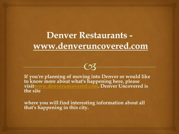 Denver Restaurants - www.denveruncovered.com