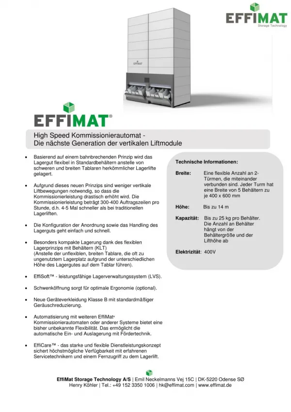 EffiMat Datenblatt