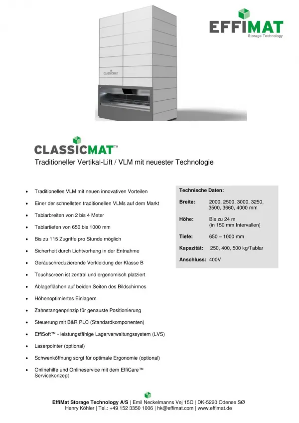 ClassicMat Datenblatt