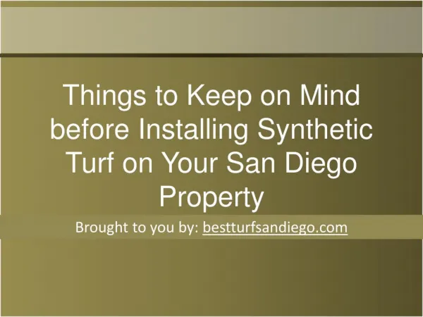 Things to Keep on Mind before Installing Synthetic Turf on Y