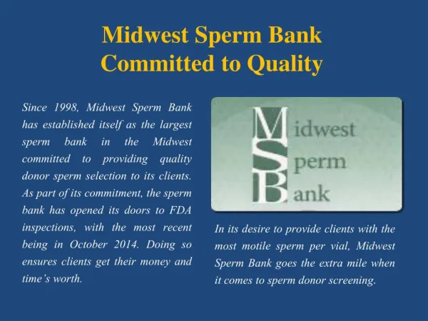 Midwest Sperm Bank - Committed to Quality