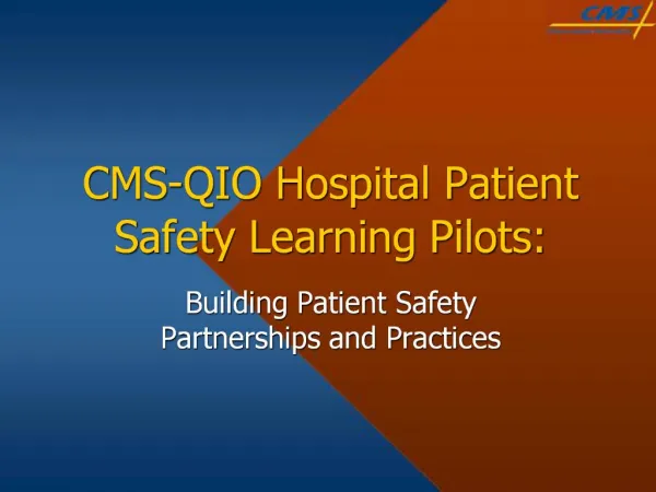 CMS-QIO Hospital Patient Safety Learning Pilots: