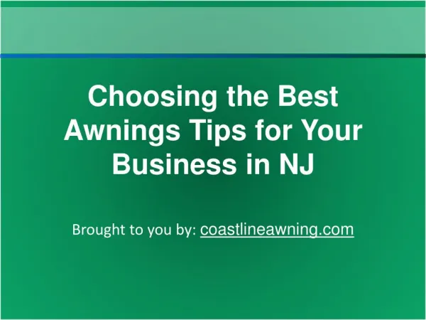 Choosing the Best Awnings Tips for Your Business in NJ