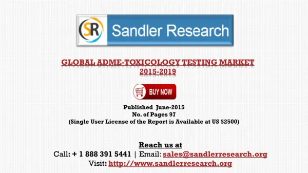 ADME-Toxicology Testing Market 2019 – Key Vendors Research