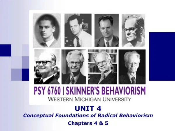UNIT 4 Conceptual Foundations of Radical Behaviorism Chapters 4 5