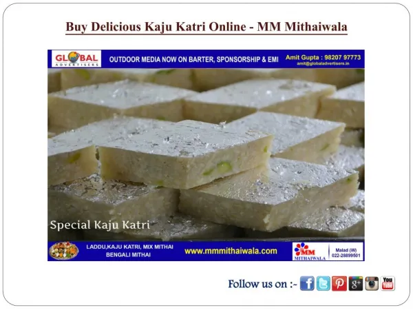 Buy Delicious Kaju Katri Online - MM Mithaiwala