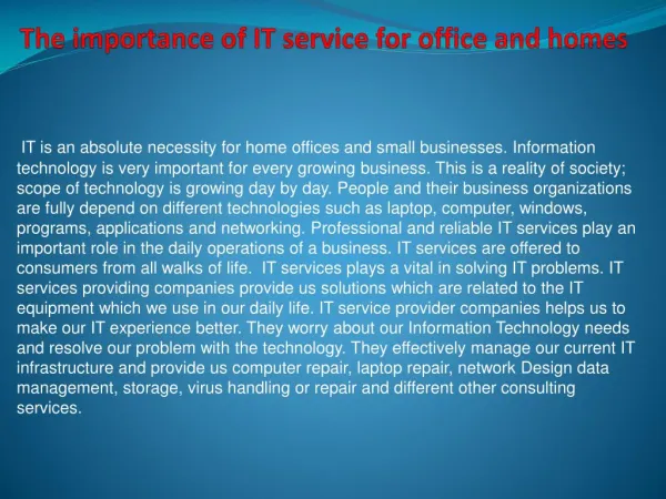 The importance of IT service for office and homes