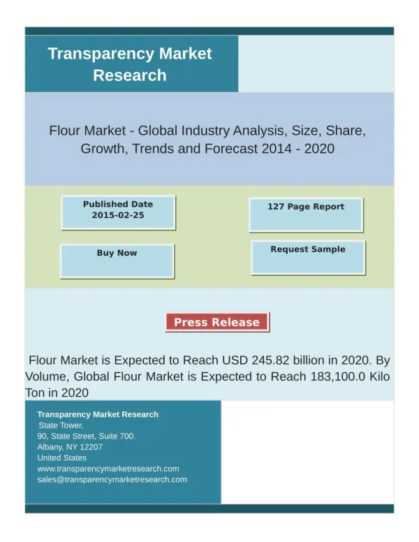 Flour Market is Expected to Reach USD 245.82 billion in 2020