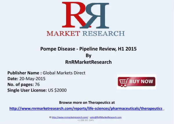 Pompe Disease Therapeutic Pipeline Review, H1 2015