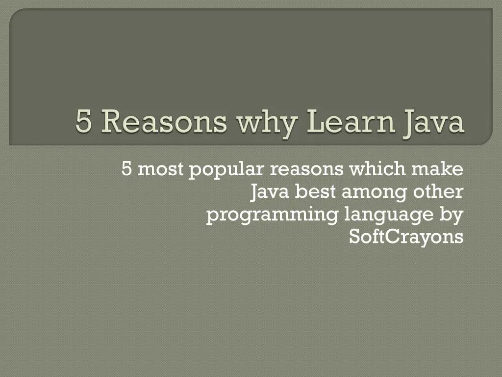 5 reasons why learn java
