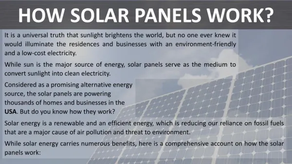 How Solar Panels Work?