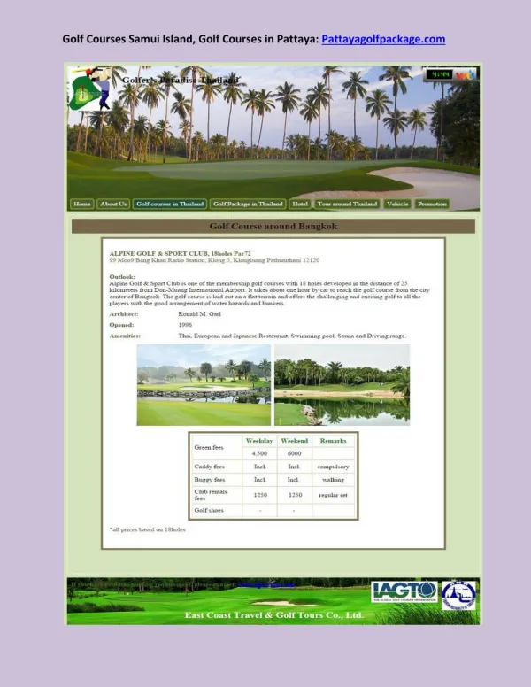 Golf Courses Samui Island, Golf Courses in Pattaya: Pattayag
