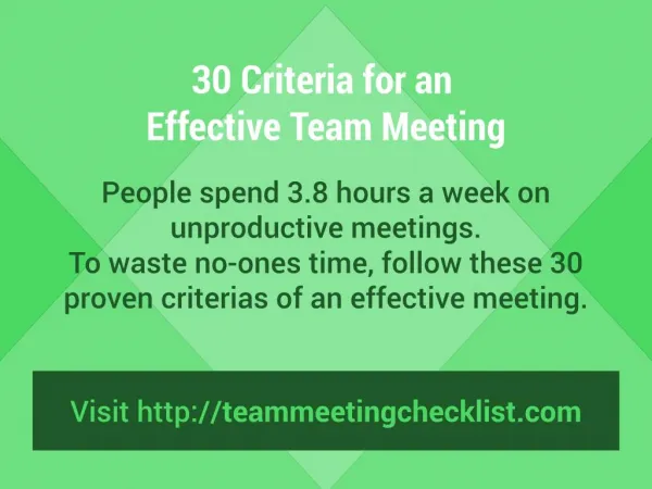 30 Criteria for an Effective Team Meeting