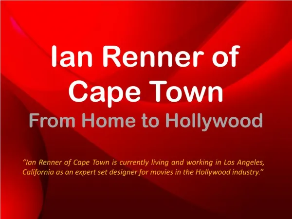 Ian Renner of Cape Town - From Home To Hollywood