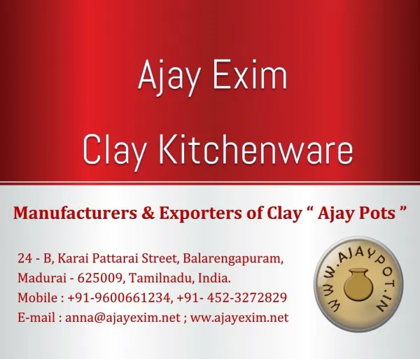 Ajay Exim - Clay Kitchenware Collections