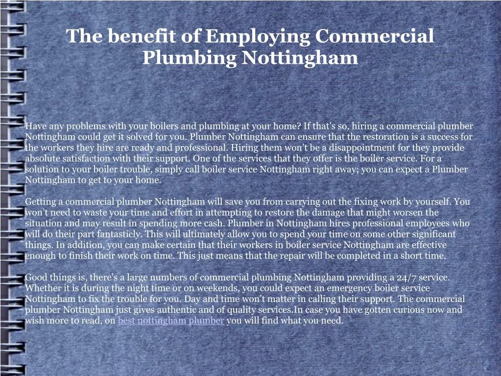 the benefit of employing commercial plumbing nottingham