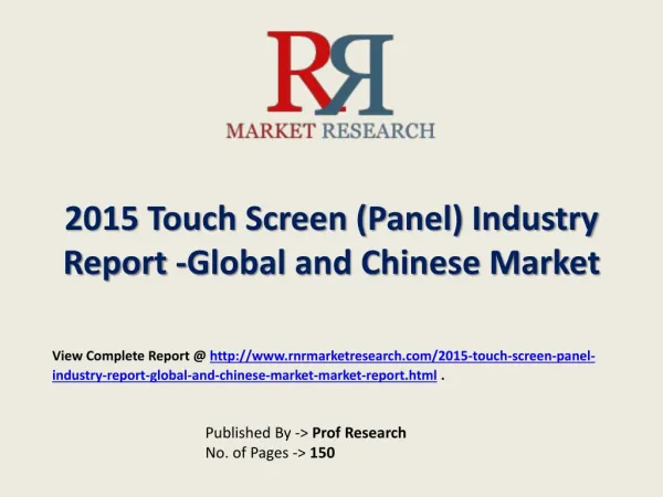 Touch Screen (Panel) Market Global & Chinese (Value, Cost or
