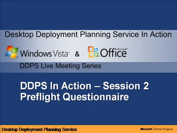 DDPS In Action Session 2 Preflight Questionnaire