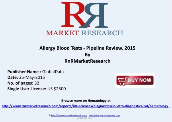 Allergy Blood Tests Device Pipeline Review 2015