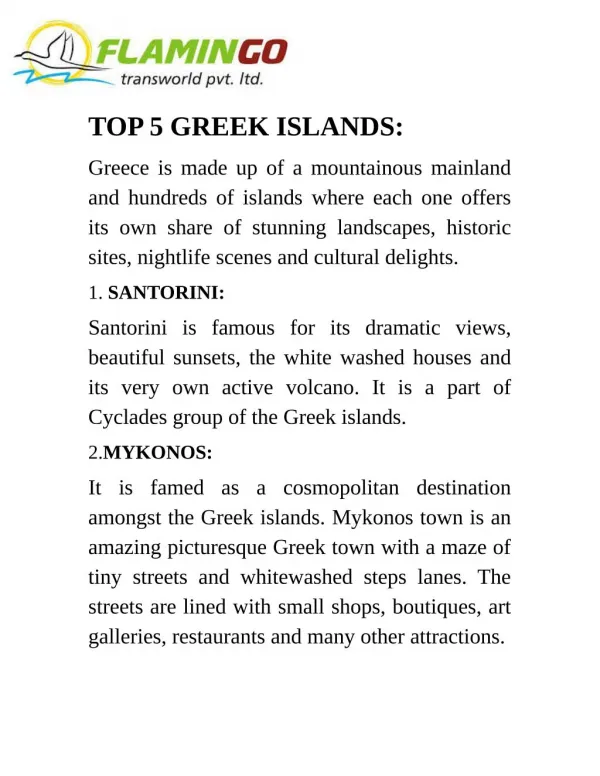 TOP 5 GREEK ISLANDS