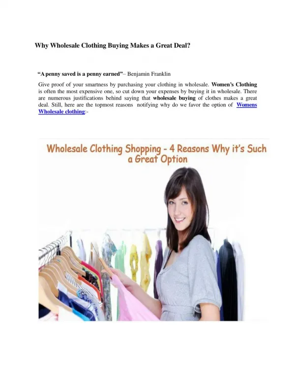Why Wholesale Clothing Buying Makes a Great Deal?