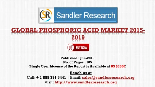 Global Phosphoric Acid Market Growth to 2019 Forecasts and A