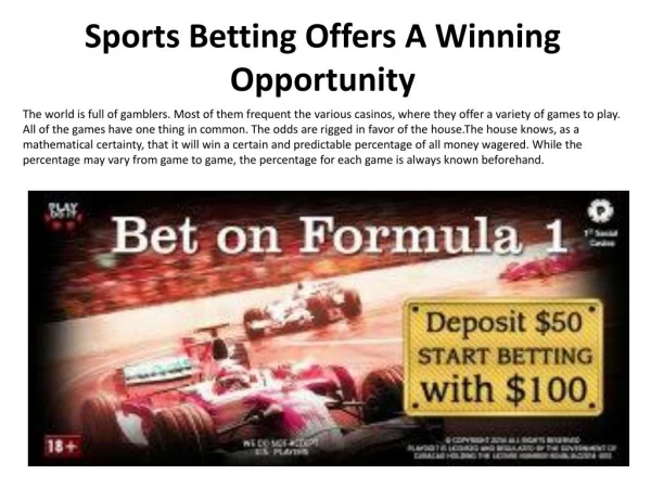 Sports Betting Offers A Winning Opportunity