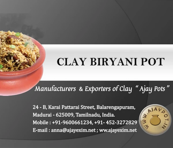 Ajay Exim - Clay Biryani Pot