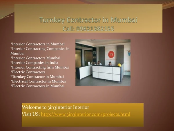 Interior Contractors Mumbai, Interior Contracting Companies in Mumbai,Turnkey contractor in Mumbai