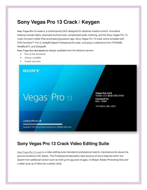 Sony Vegas Pro 13 crack