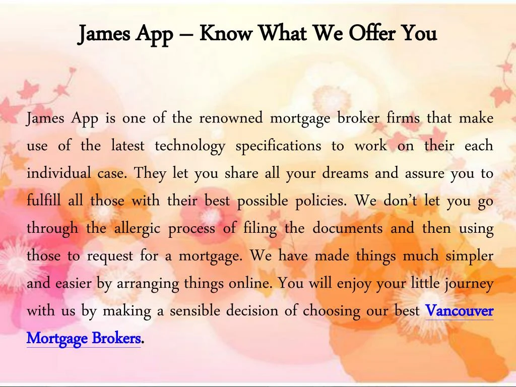 james app know what we offer you