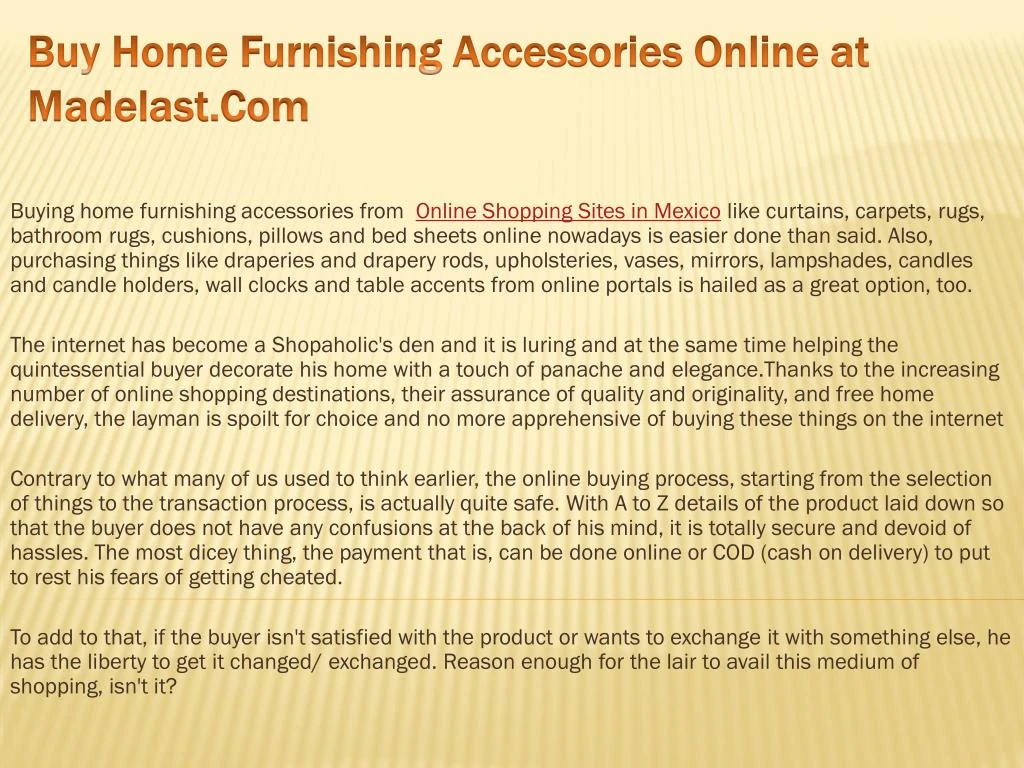 buy home furnishing accessories online at madelast com