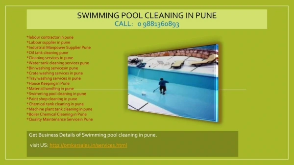 Swimming pool cleaning in pune, Labour supplier in pune, Quality Maintenance Servicein Pune