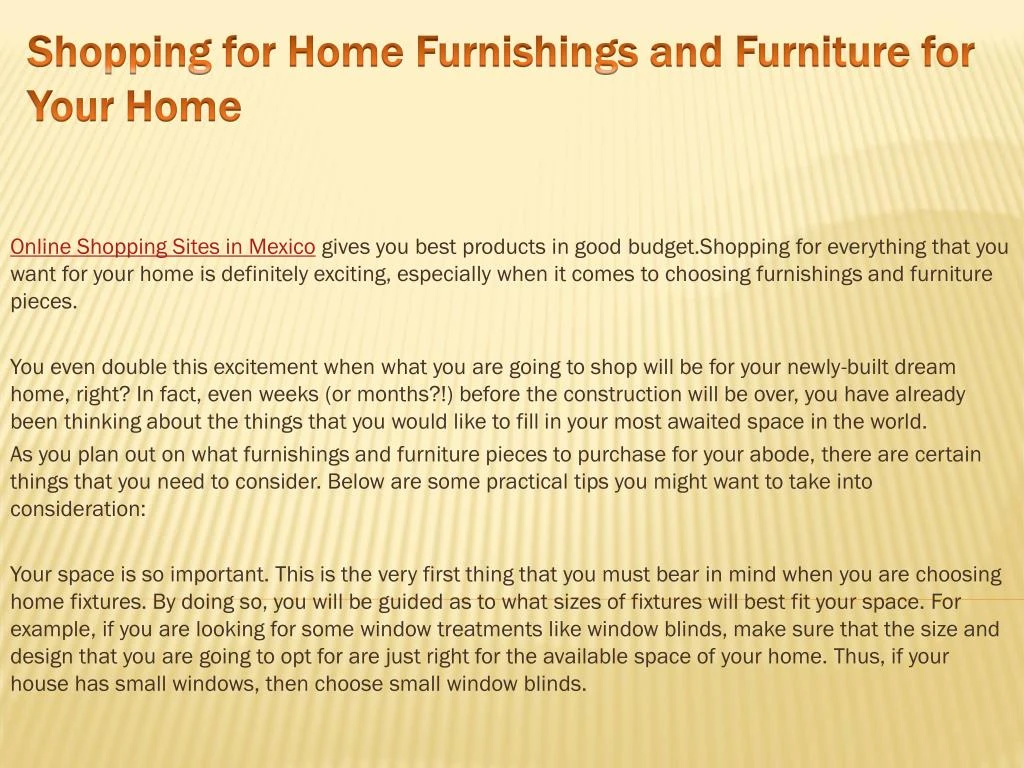 shopping for home furnishings and furniture for your home