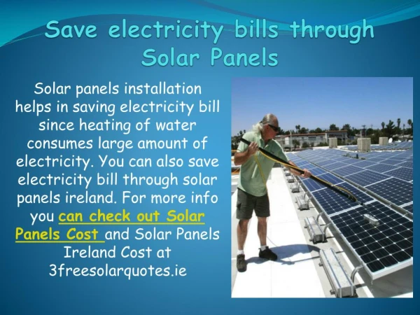 Save electricity bills through Solar Panels
