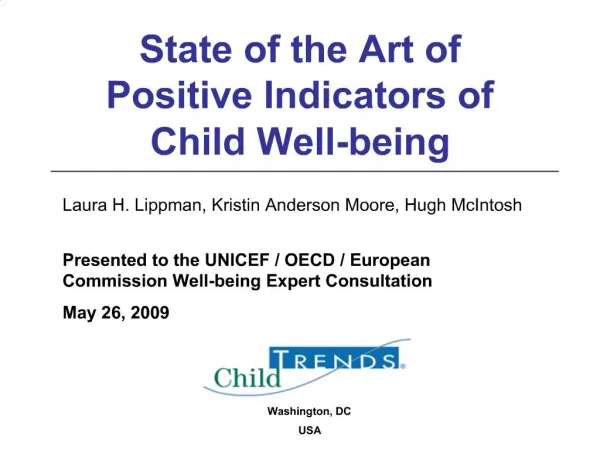 State of the Art of Positive Indicators of Child Well-being