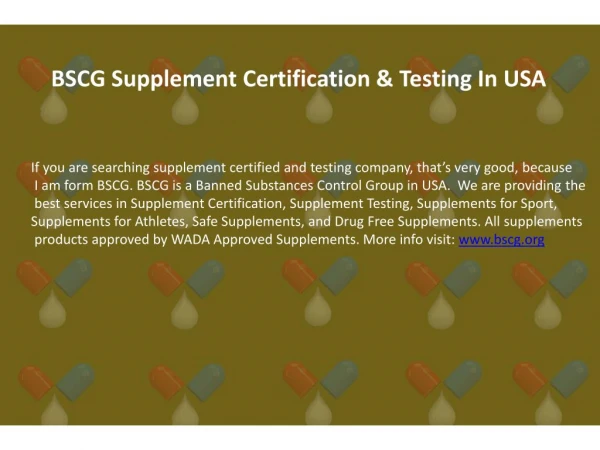 Supplement Certification and World Anti Dopping Expert