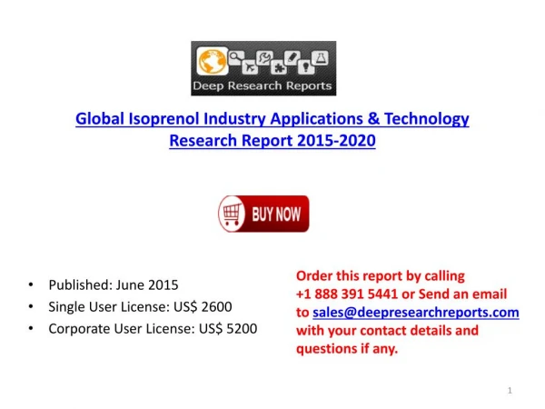 International Isoprenol Market Growth, Demand Research Repor