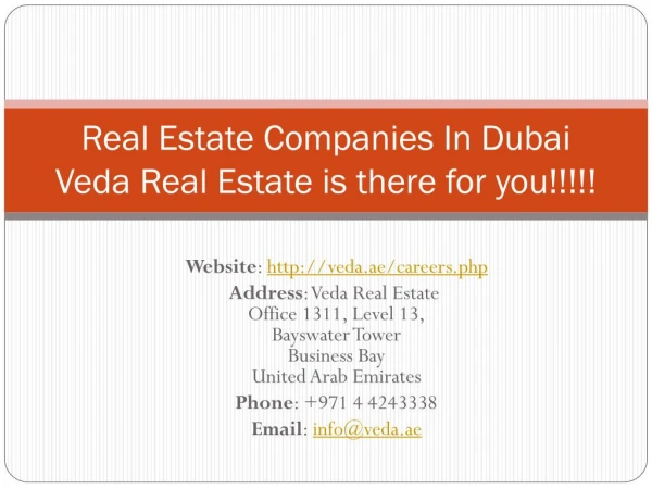 Real Estate Companies In Dubai