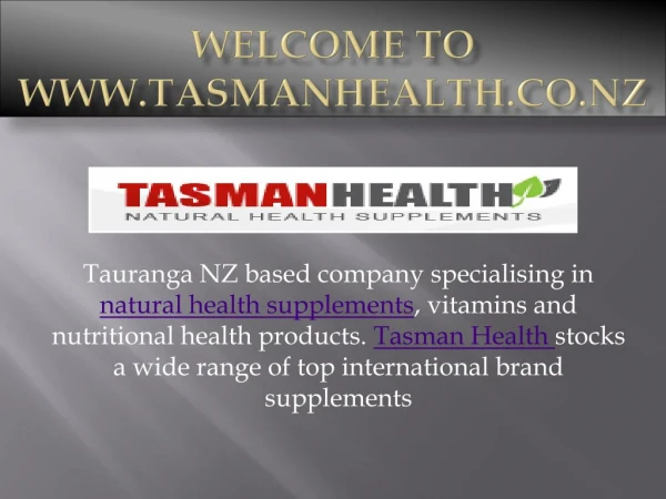 Buy Health Supplements -TasmanHealth.co.nz
