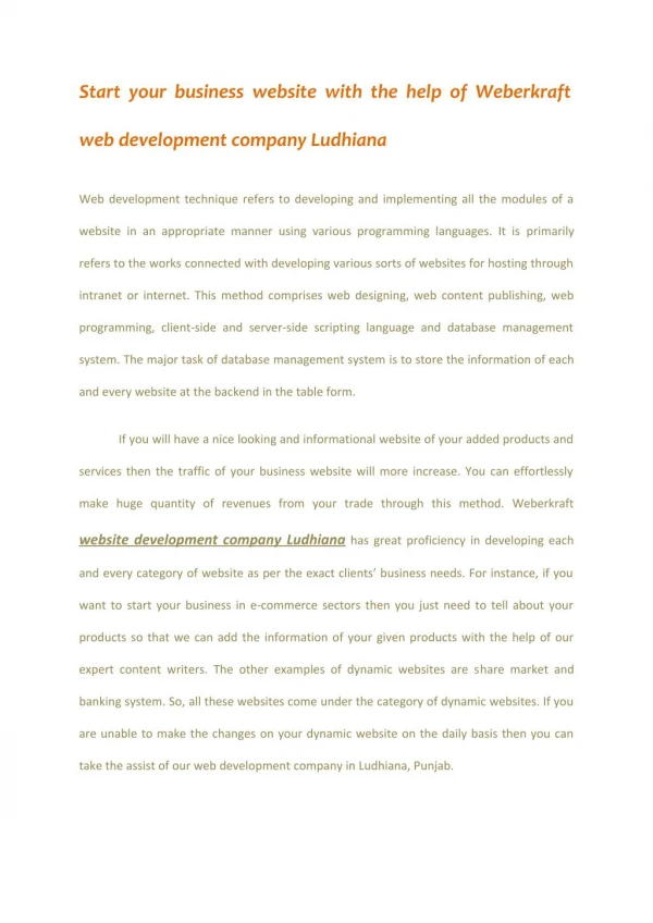 Weberkraft Website Development Company Ludhiana, Industrial
