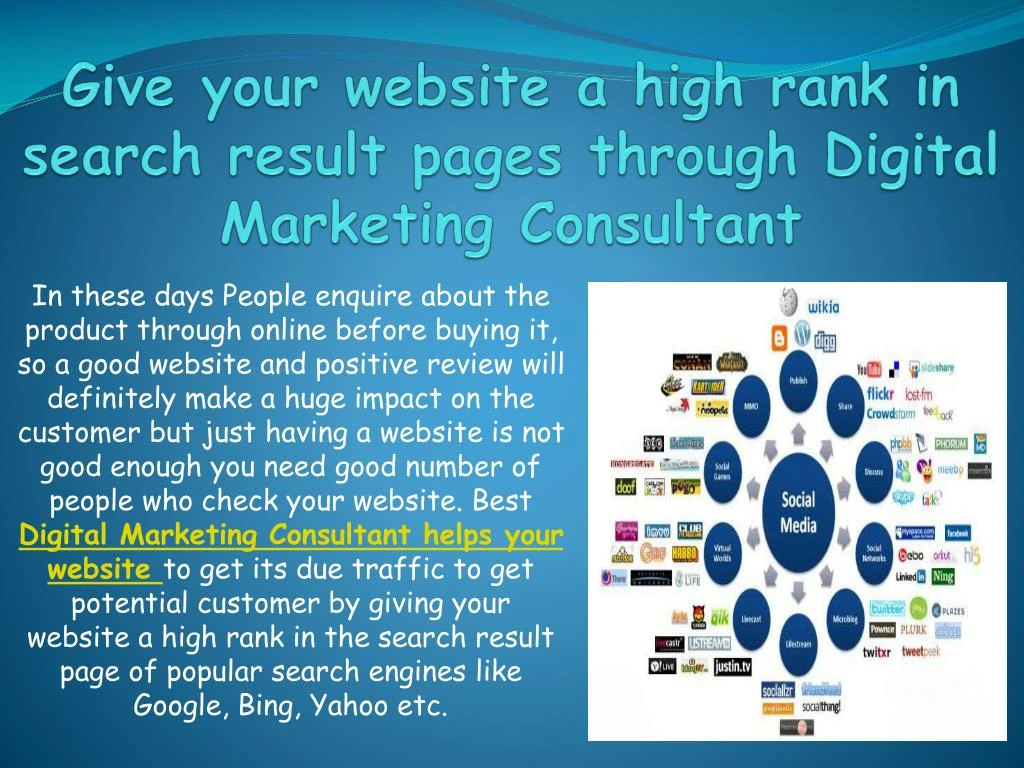 give your website a high rank in search result pages through digital marketing consultant